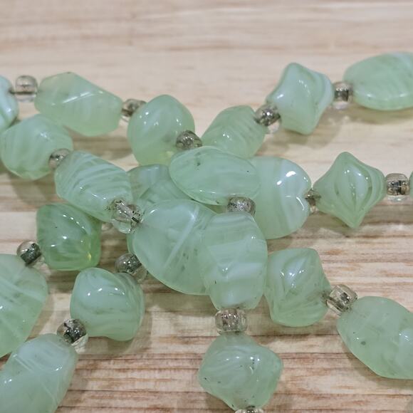 Mint Green Polished Glass Swirl Stone Effect 32" Continuous Bead Necklace - Picture 6 of 13